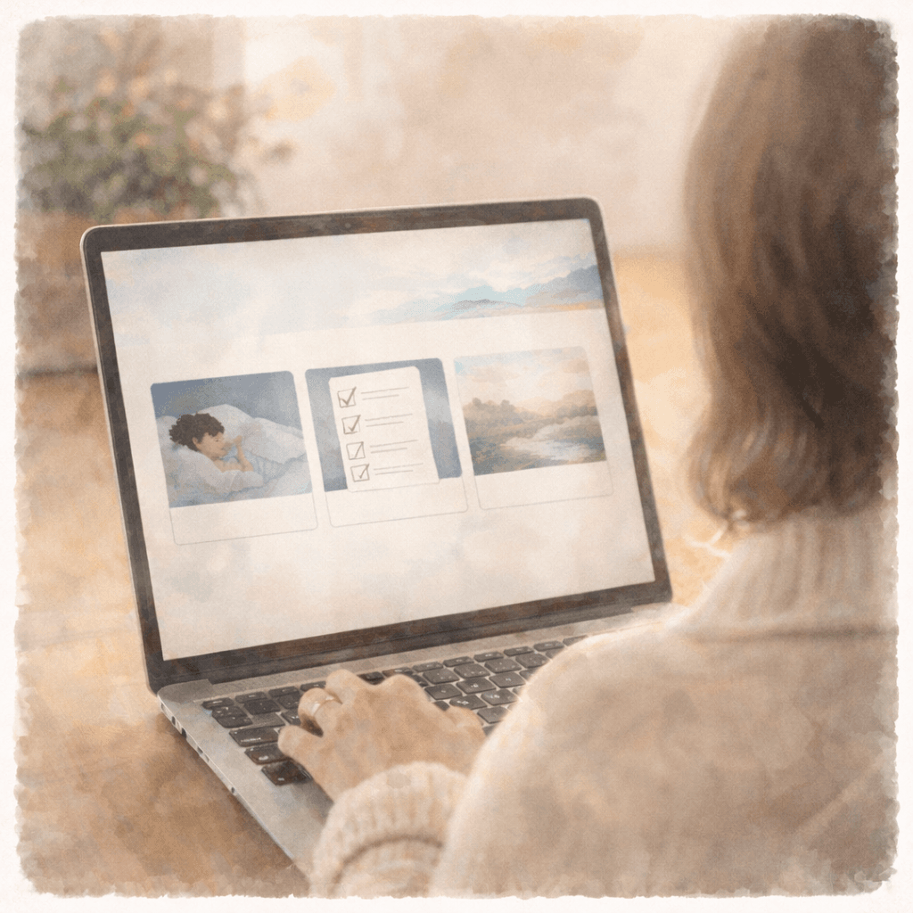 Person on a laptop taking the grief persona quiz